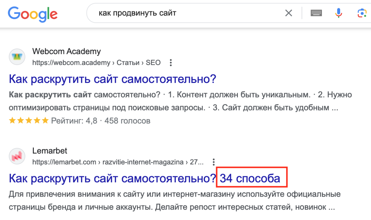 Использование цифр в title