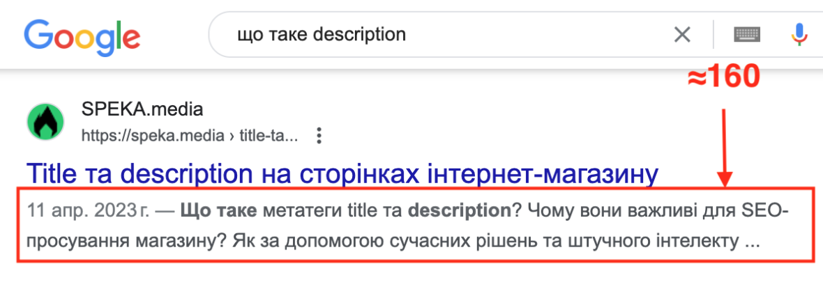 Довжина описів у результатах пошуку