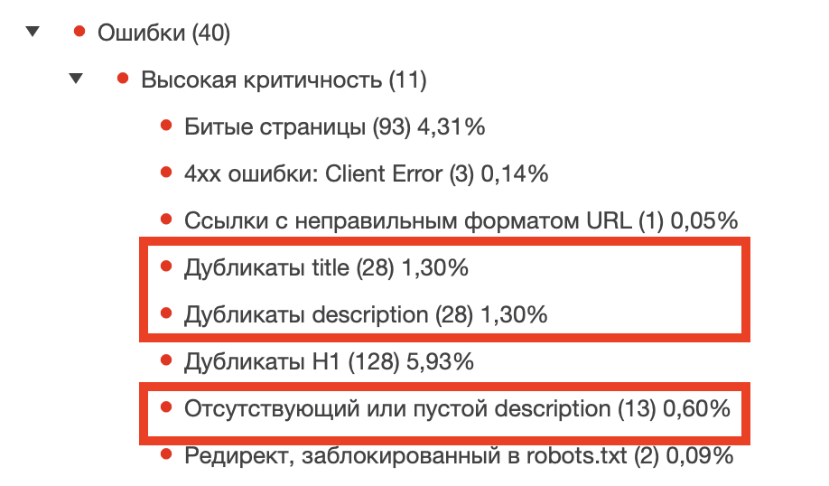 Ошибки title и description в парсере