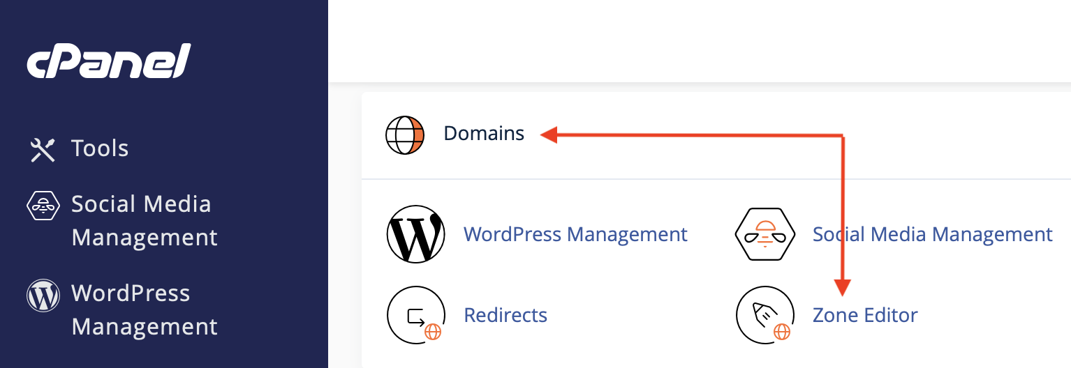 Как открыть настройки домена в cPanel - 1