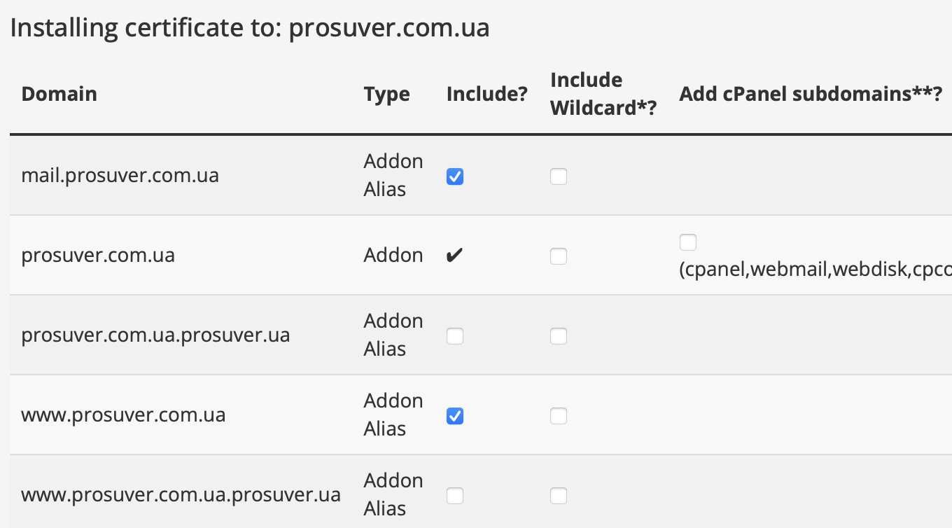 Настройки сертификата Lets Encrypt