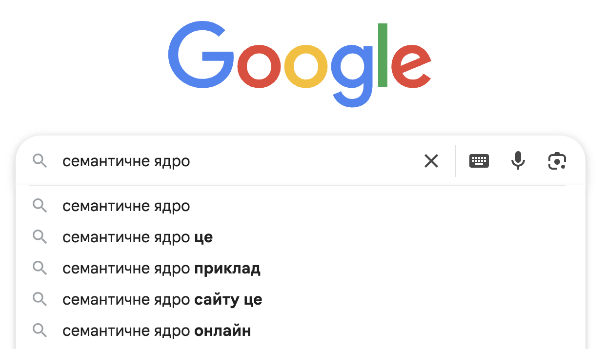 Як виглядають пошукові підказки